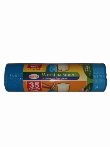 Worki na śmieci 35 l z taśmą ściągającą.