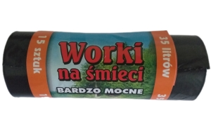 Worki na śmieci  LDPE 35 L czarne  A 15