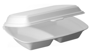 Pojemnik obiadowy styropianowy typu menubox 2-dzielny, 190x140x60 biały (125 szt.) 